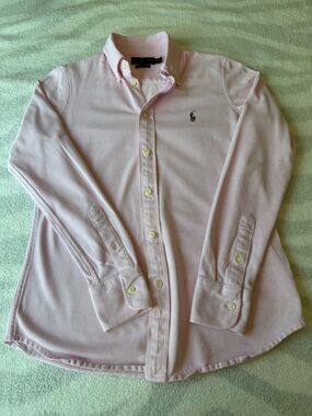 Ralph Lauren Kids Classic Button-Down Polo Shirt - Light Pink Medium